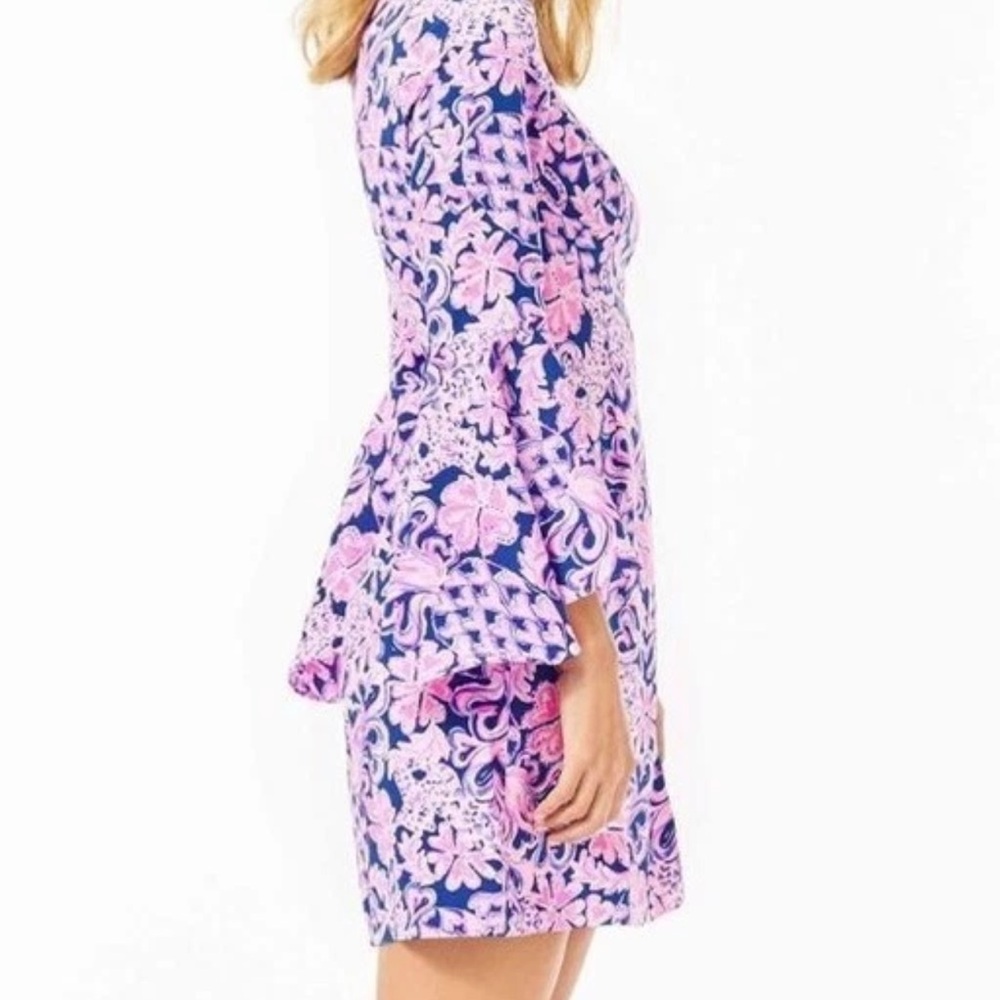 Lilly Pulitzer Kayla Stretch Dress in Indigo Love You Bunches. NWT. Size 10 - Picture 3 of 13
